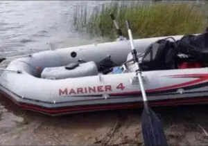 Intext Mariner 4 Inflatable Boat by lakeside