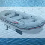 inflatable boat on water overlay